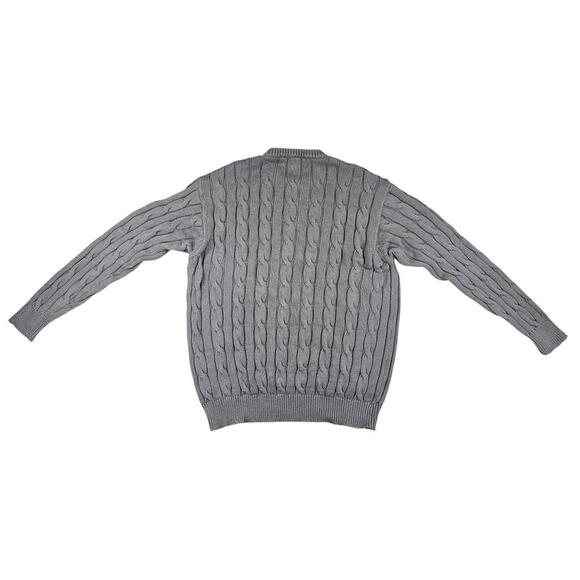 VTG 90s Blumarine Uomo Italy Gray Chunky Cable Knit Cotton Sweater L (modern M) - Picture 7 of 8